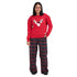 Women Winter Pajama Set Red deer Hoodie + Dark Blue x Red Checkered Pants